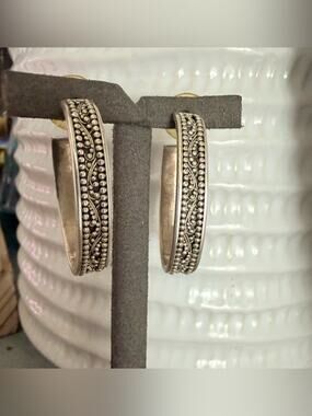 Lois Hill Oblong Hoop Earrings 925 Sterling Silver